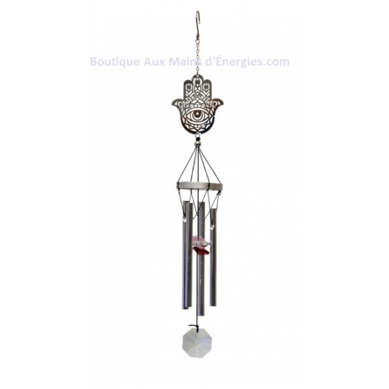 METAL CHIME WITH CRYSTAL - HAND OF FATIMA